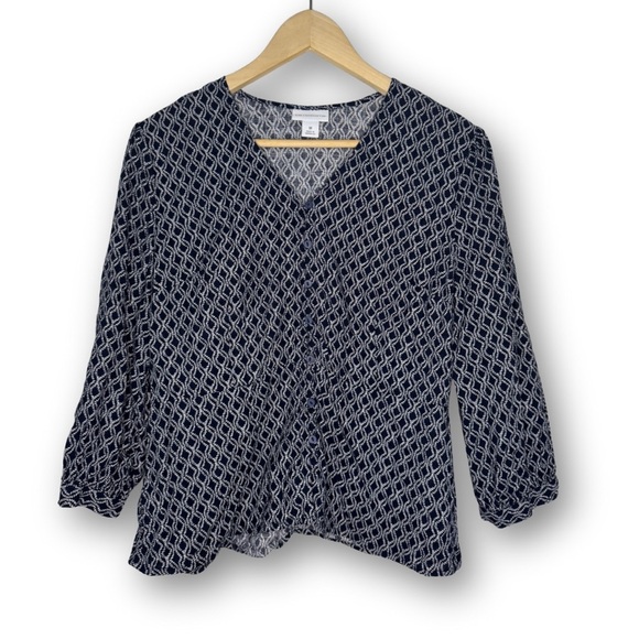 Vintage Liz Claiborne 3/4 Sleeve Button Down Peplum Blouse Size Medium - Picture 1 of 4